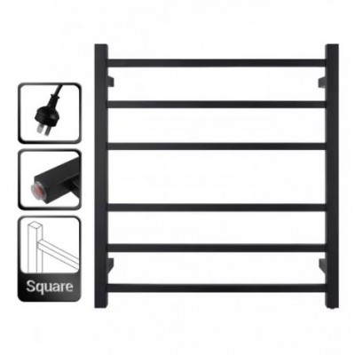 Heated Towel Rack - 6 Bars - 674Hx620Wx120D - NZHZNY-S-06B - Black